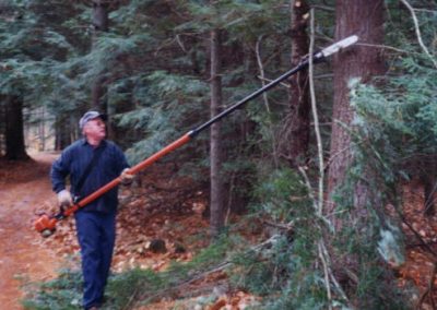 Jim Minard playing with the pole saw